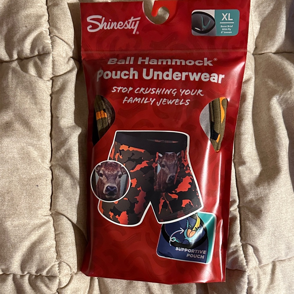 Shinesty Men's Ball Hammock Boxer Briefs - Red and Black